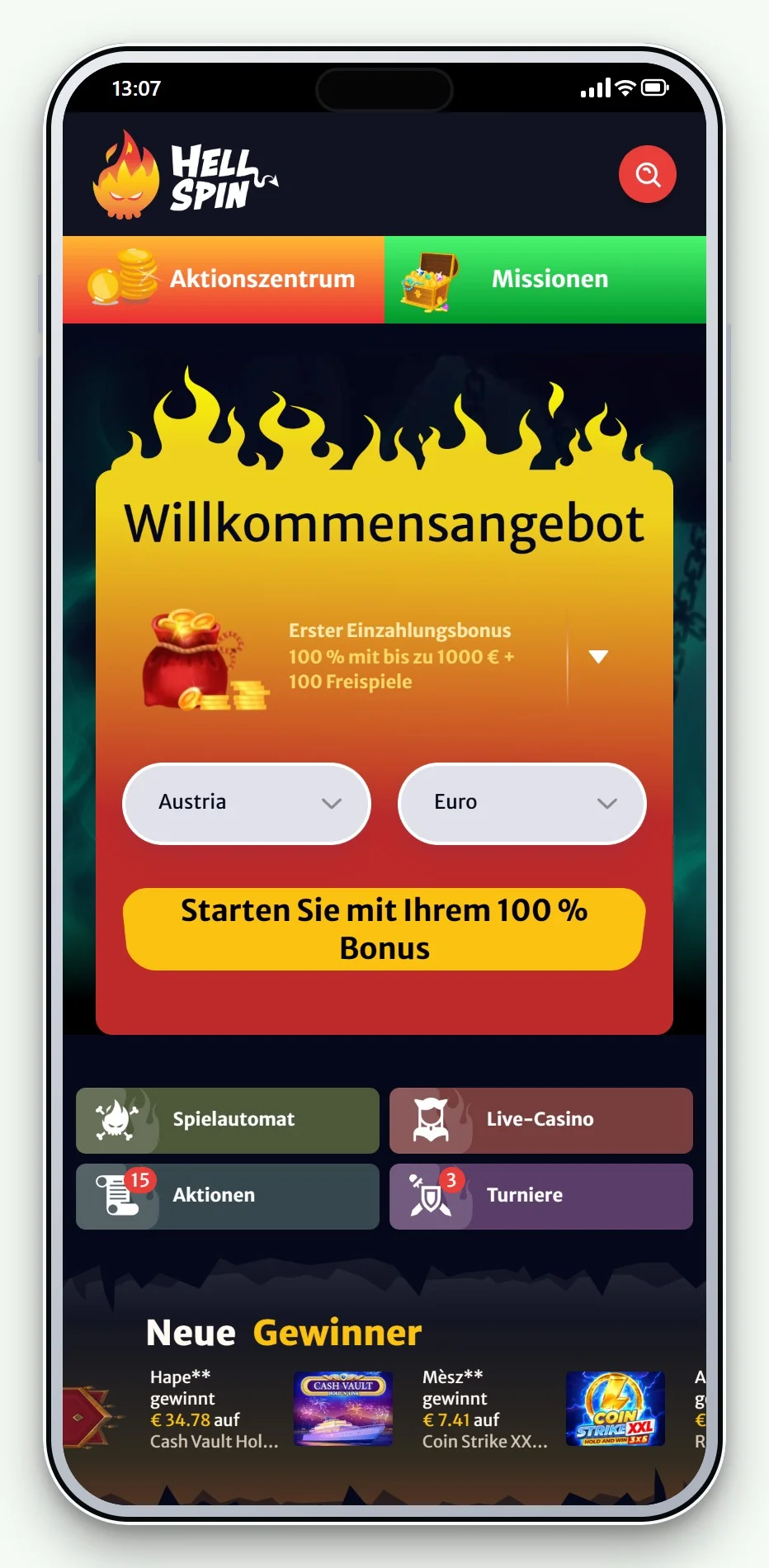 Online Casino Rapid Transfer: HellSpin am Handy