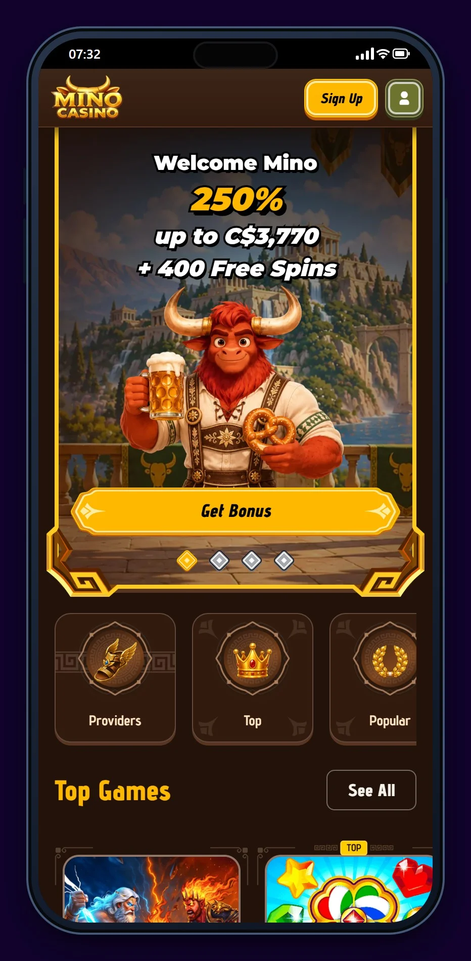 bank transfer deposit casino: Mino Casino on a phone
