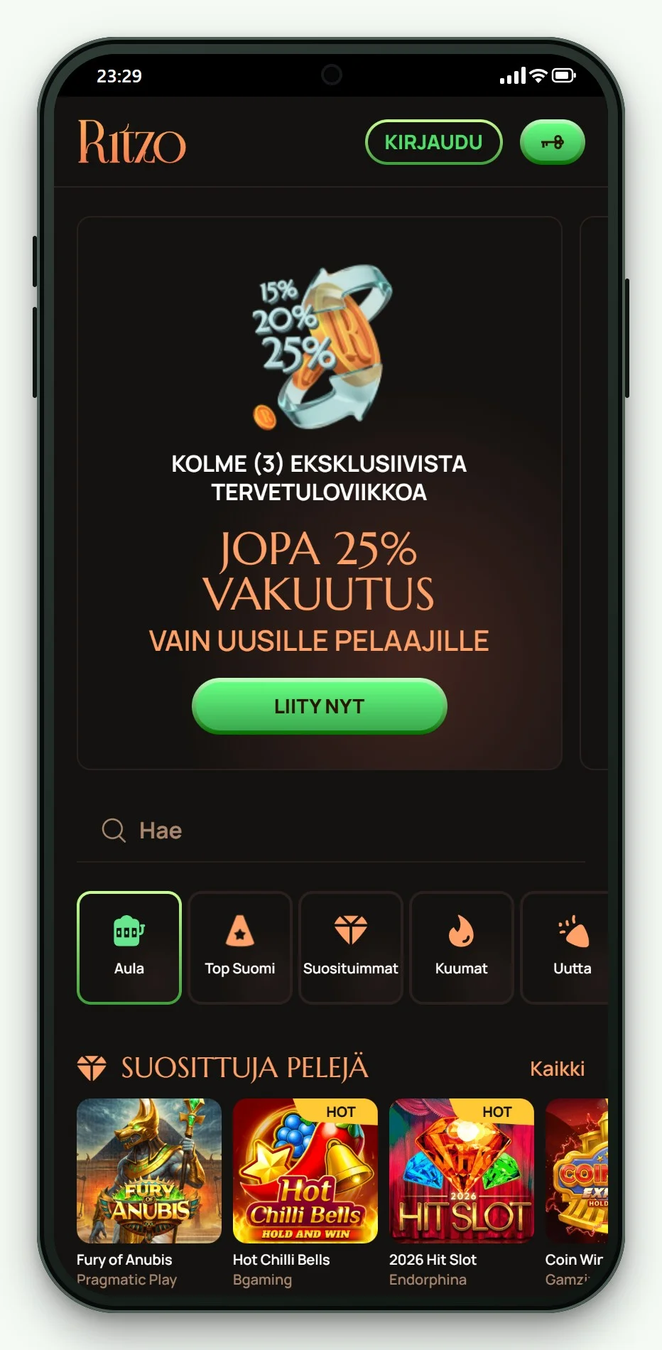 casino rapid transfer: Ritzo mobiiliaula puhelimessa