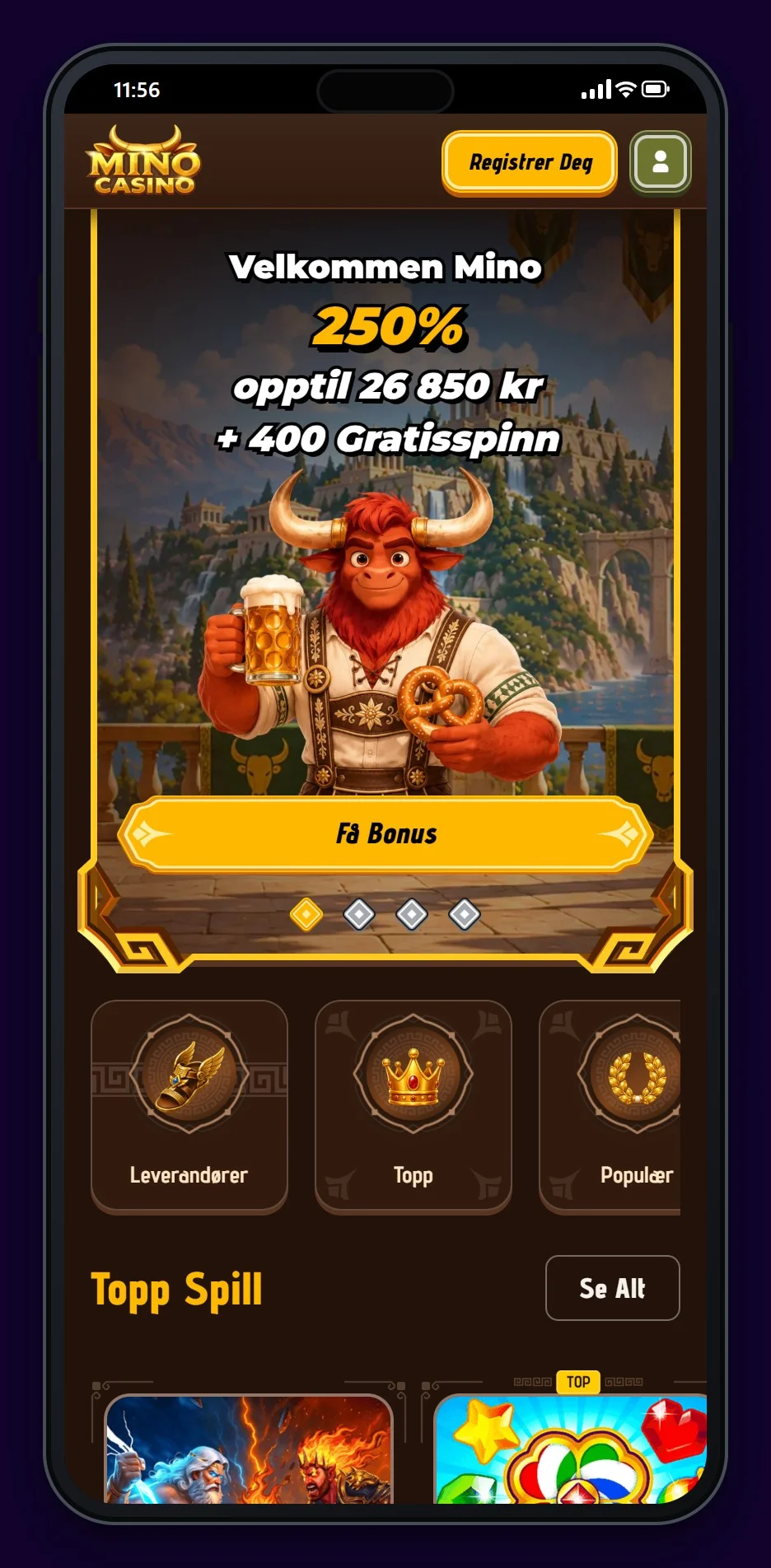casino med rapid transfer: Mino Casino på mobil