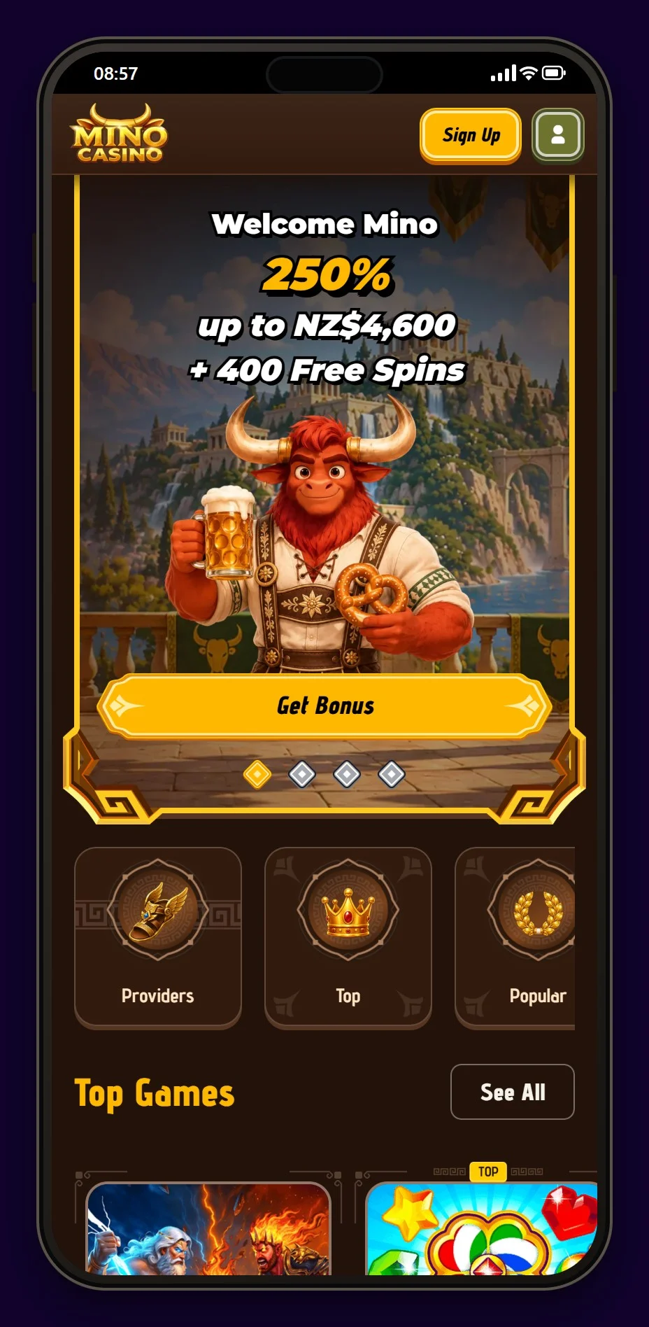 instant bank transfer casino: Mino Casino mobile