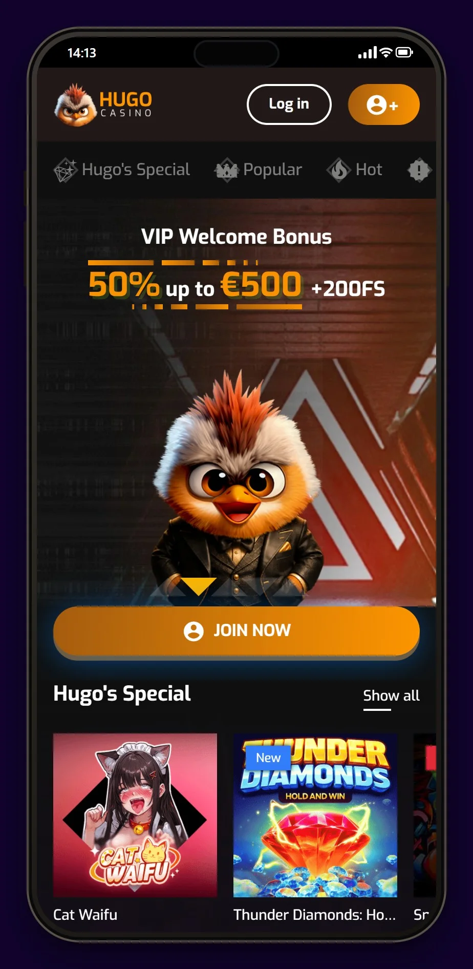 rapid transfer casino sverige: Hugo Casino mobil