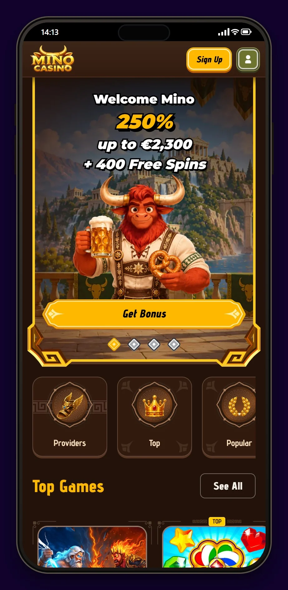 casino med rapid transfer: Mino Casino i mobilen