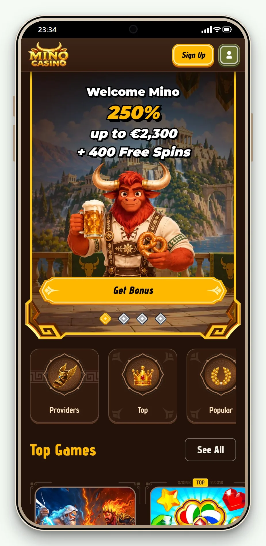 rapid transfer casinos: Mino Casino on a phone