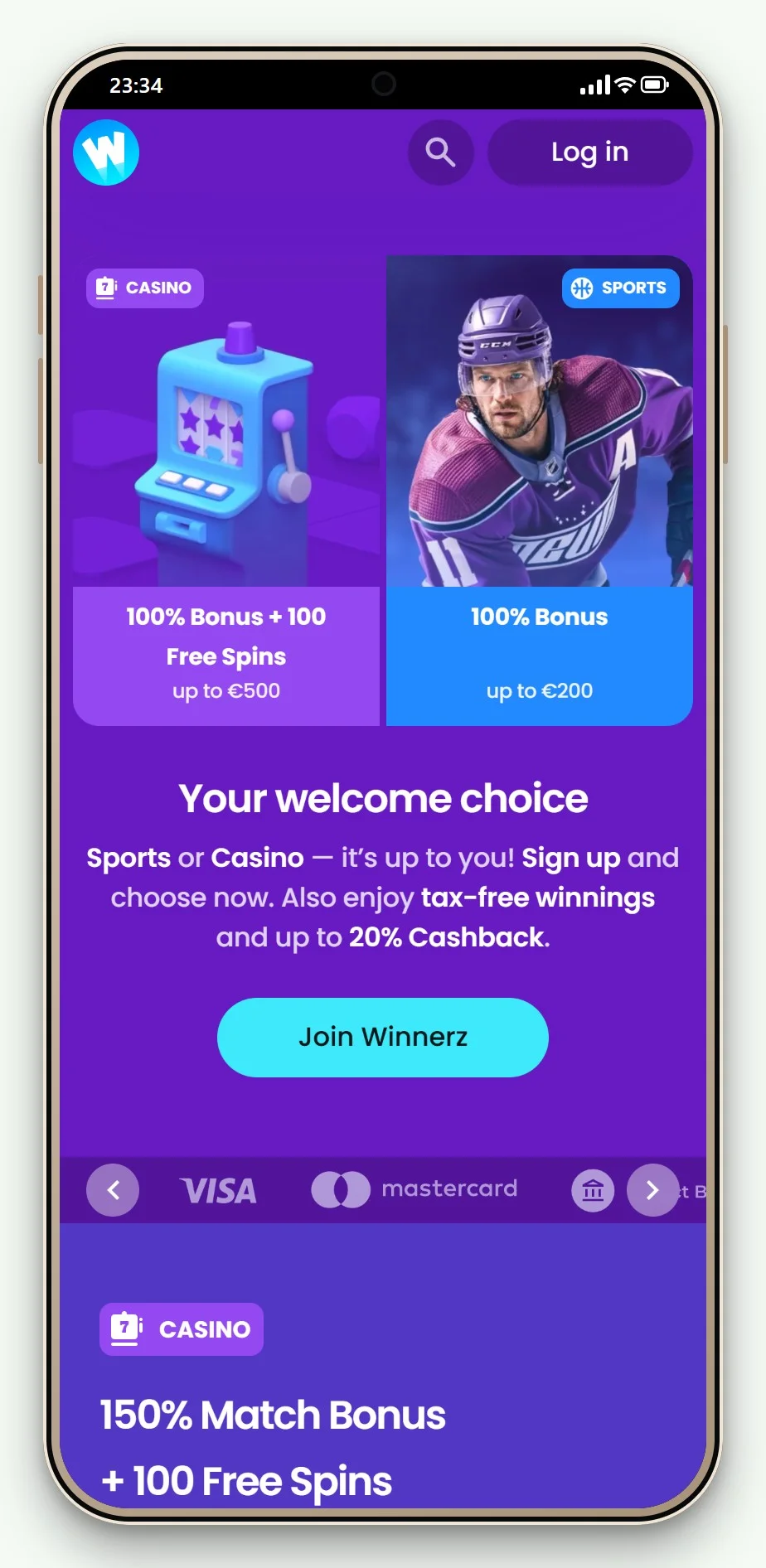 rapid transfer online casino: Winnerz on a phone
