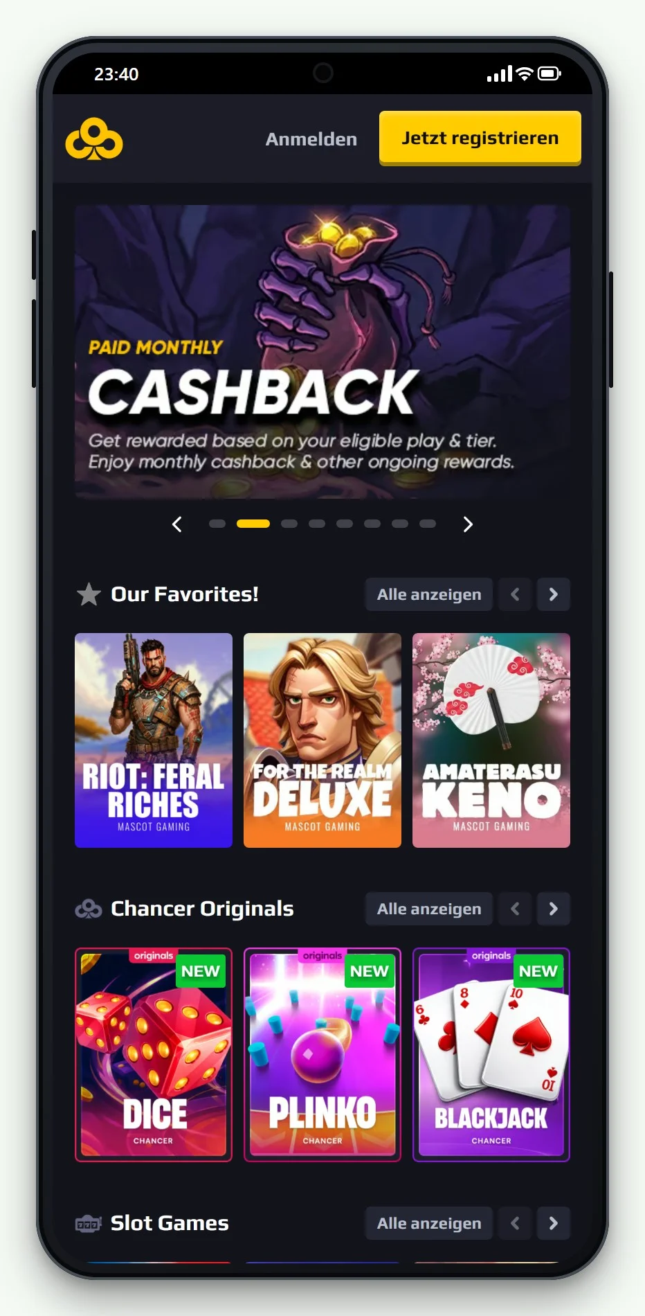 Online Casino mit Rapid Transfer: Chancer mobil